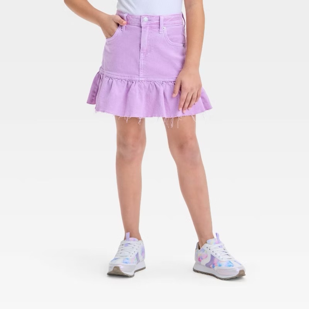 Girls' Ruffle Denim Skirt - Cat & Jack™ Light Wash